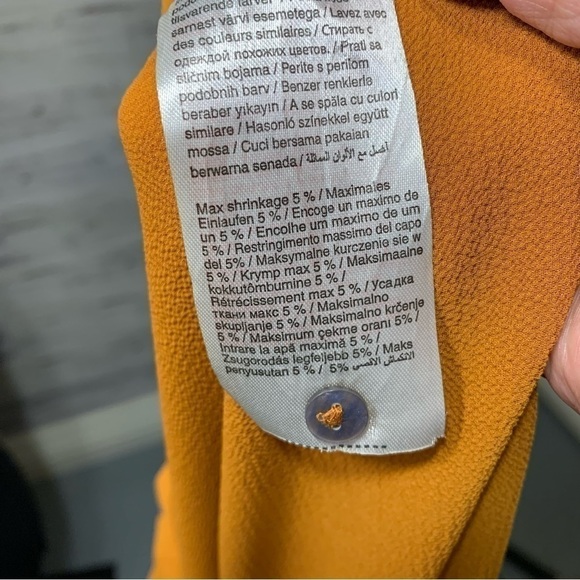 Jacqueline De Yong Rusty Orange Crepe Blouse Mandarin Collar Long Sleeves 36 EU - Picture 12 of 14